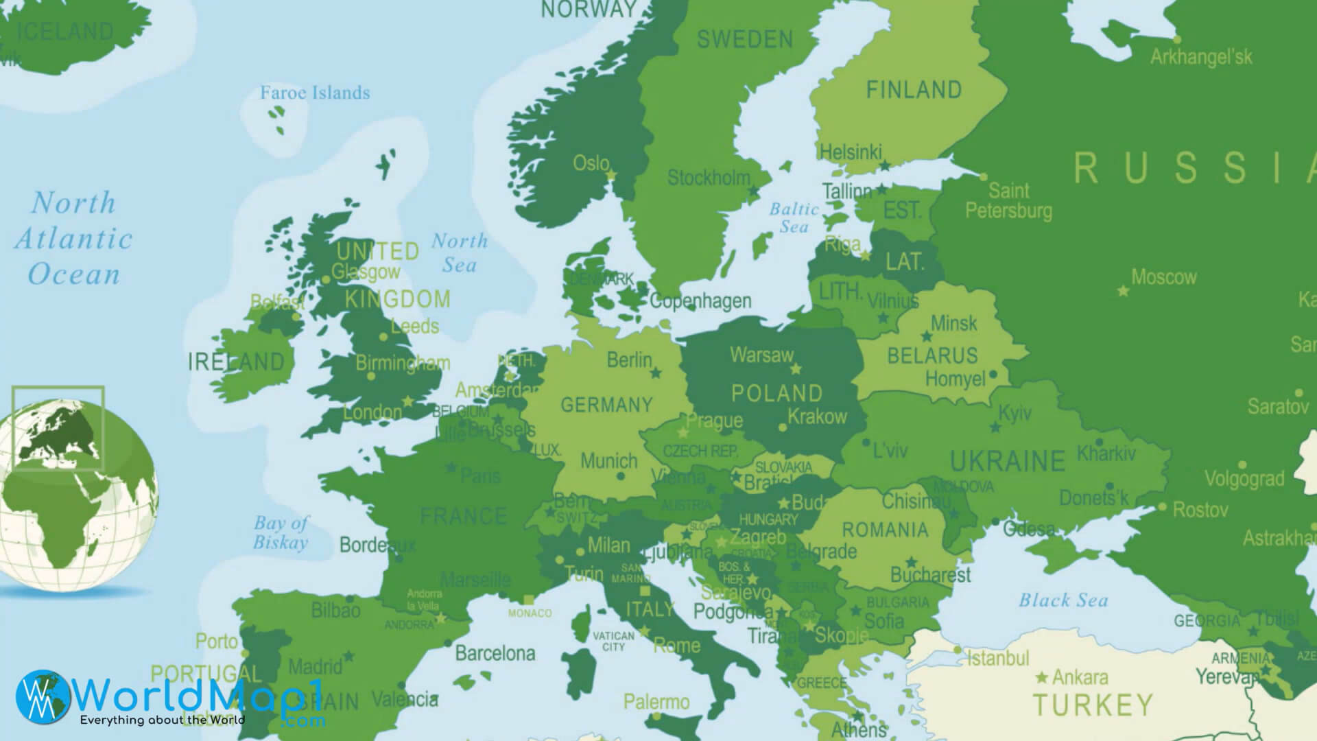 Europäische Länderkarte mit Russland
